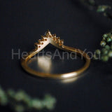 0.1ct Round Cut Moissanite Chevron V Stackable Women Ring 14K Yellow Gold Plated