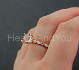 1ct Round Cut Simulated Morganite Solitaire with Accent Ring 14k RoseGold Plated