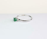 0.5ct Engagement Ring Round Cut Emerald Minimalist Trilogy 14k White Gold Finish