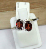 2ct Engagement Ring Oval Cut Red Garnet Two Stone Solitaire 14k WhiteGold Finish