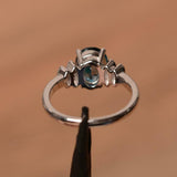 2.3ct Engagement Ring Oval Cut London Blue Topaz Art Deco 14k White Gold Finish
