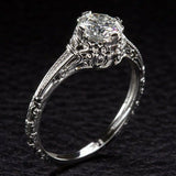 1Ct Round Cut Diamond Antique Vintage Filigree Solitaire Ring 14K WhiteGold Over