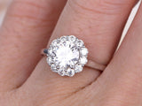 Flower Solitaire Engagement Ring 1.6ct Round Cut Diamond 14k White Gold Finish