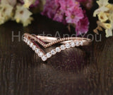 0.5ct Round Cut Moissanite Chevron Bezel Set Wedding Band 14k Rose Gold Plated