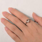 1ct Oval Cut Peach Morganite Solitaire Infinity Shank Ring 14k White Gold Finish