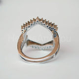 0.43ct Round Cut Moissanite Geometric Ring Guard Women 14K White Gold Plated