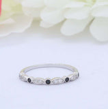 1ct Round Black Diamond Wedding Band Stackable Half Eternity 14k White Gold Over