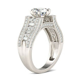 3.5Ct Round Cut Diamond Milgrain Solitaire Engagement Ring 14K White Gold Finish