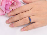 2ct Round Cut Blue Sapphire Five Stone Wedding Ring Band 14k White Gold Finish