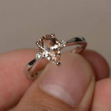 1.25ct Pear Cut Peach Morganite Trilogy Engagement Ring 14k White Gold Finish