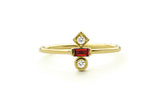 0.3ct Baguette Pink Ruby Dainty Minimalist Engagement Ring 14k Yellow Gold Over