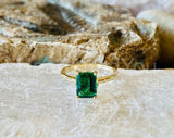 2.2ct Green Emerald Cut Simulated Solitaire Engagement Ring 14k WhiteGold Plated
