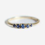 1ct Round Blue Sapphire Engagement Ring 14k Yellow Gold Over 5 Stone Minimalist