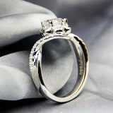 2.4ct Engagement Ring Round Cut Diamond Floral Split Shank 14k White Gold Finish