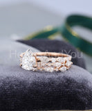 2.2ct Pear Simulated Diamond Half Eternity Band Trio Set 14k Rose Gold Plated