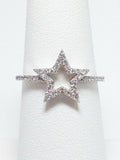 3Ct Round Cut Diamond Star Shaped Engagement Ring 14K White Gold Finish