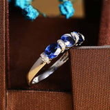 1.5ct Oval Cut Blue Sapphire Wedding Band Unique Stylish 14k White Gold Finish