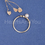 0.1ct Round Simulated Dainty Leave Vine Pearl Engagement Ring Yellow Gold Plated
