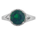2.3ct Engagement Ring Round Cut Green Emerald Split Shank 14k White Gold Finish