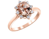 1.6ct Oval Cut Simulated Peach Morganite Stylish Halo Ring 14k Rose Gold Plated