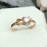 0.5ct Engagement Ring Round Cut Diamond Knot Split Shank 14k Yellow Gold Finish