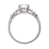 2ct Emerald Cut Diamond Solitaire Step Baguette Accents Ring 14k White Gold Over