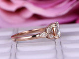 1.5ct Round Cut Diamond Engagement Ring Leaf Marquise Accent 14k RoseGold Finish
