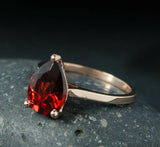 2ct Pear Cut Red Garnet Solitaire Women Engagement Ring 14k Yellow Gold Finish