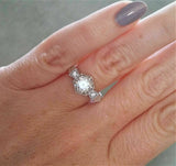1.7ct Round Cut Diamond Vintage Antique Engagement Ring 18K White Gold Finish