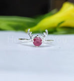 0.4ct Round Cut Simulated Ruby Dear Design Engagement Ring 14k White Gold Plated