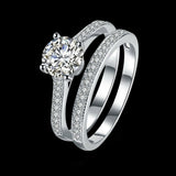 1.9ct Round Cut Diamond Engagement Ring 14k White Gold Finish Women Bridal Set