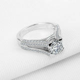 2.4ct Round Cut Diamond Engagement Ring Split Shank Band 14k White Gold Finish
