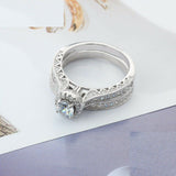 2.3ct Round Cut Diamond Engagement Ring 14k White Gold Finish Antique Bridal Set