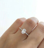 1Ct Oval Cut DVVS1 Diamond Petite Solitaire Engagement Ring 14K Rose Gold Finish