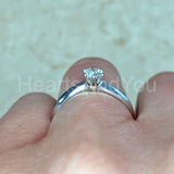 0.5ct Round Cut Moissanite Solitaire Women Engagement Ring 14k White Gold Plated