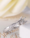 0.2ct Round Stone Ring Setting Round Simulated Semi Mount 14k White Gold Plated