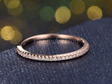 0.15ct Round Cut Moissanite Dainty Minimalist Wedding Band 14k Rose Gold Plated