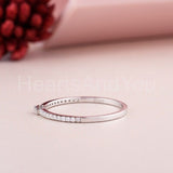 0.13ct Round Cut Moissanite Minimalist Engagement Ring 14k White Gold Plated