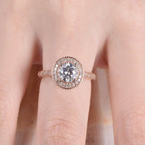 Antique Halo Engagement Ring 1.8ct Round Cut VVS1D Diamond 14k Rose Gold Finish