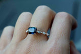 1.2ct Engagement Ring Emerald Cut Sapphire Marquise Accent 14k Yellow Gold Over
