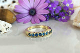 2.3ct Wedding Band Round Cut London Blue Topaz Stackable 14k Yellow Gold Finish
