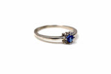 0.3ct Engagement Ring Princess Cut Blue Sapphire Minimalist 14k WhiteGold Finish