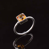 0.5ct Engagement Ring Cushion Cut Yellow Citrine Solitaire 14k White Gold Finish