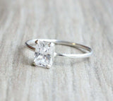 1ct Engagement Ring Radiant Cut Diamond Solitaire Design 14k White Gold Finish
