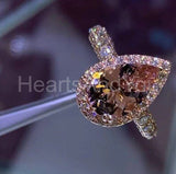 3ct Pear Cut Simulated Peach Morganite Halo Engagement Ring 14k Rose Gold Plated