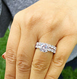 Bridal Set Engagement Ring 2.5ct Round Cut VVS1D Diamond 14k White Gold Finish