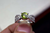 2.4ct Engagement Ring Round Cut Green Peridot Split Shank 14k White Gold Finish
