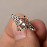 0.5ct Marquise Cut Peach Morganite Filigree Engagement Ring 14k WhiteGold Finish