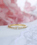 Minimalist Wedding Ring Band 0.6ct Round Cut VVS1 Diamond 14k Yellow Gold Finish