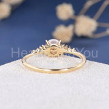 0.3ct Round Cut Simulated Diamond Petite Pearl Women Ring 14k White Gold Plated